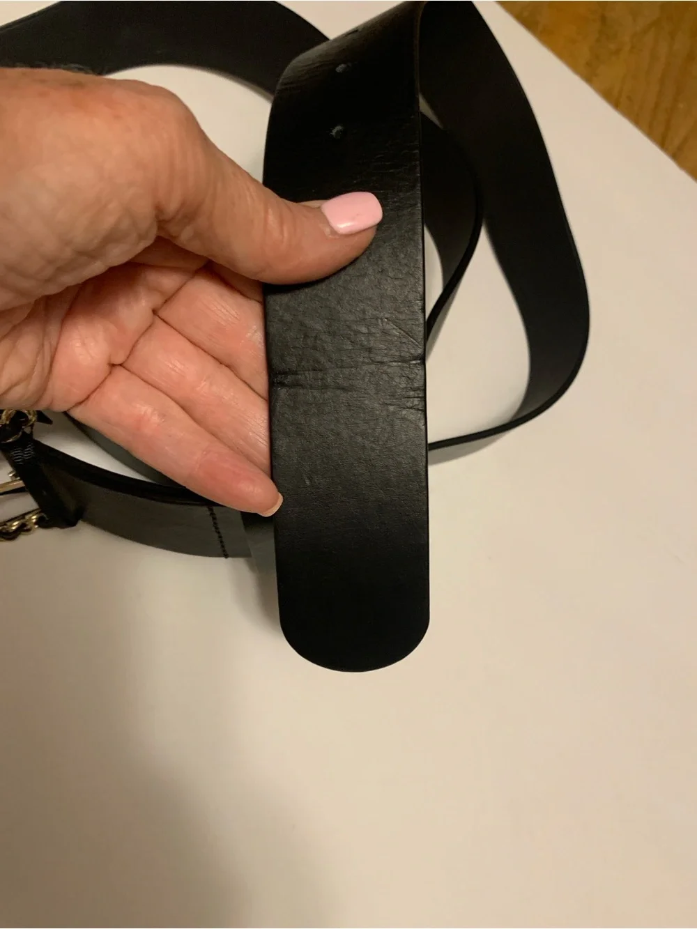 NWT B-Low The Belt Black Leather Chain-Accent Women's Belt L/XL